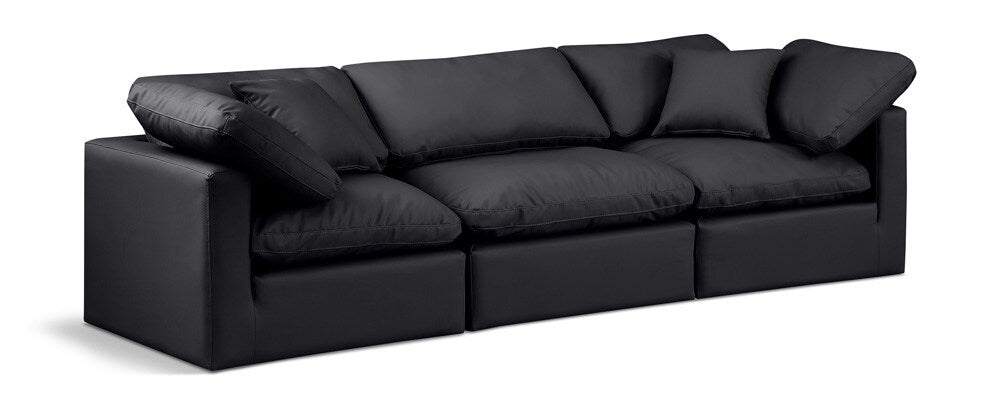 Meridian Furniture - Indulge Black Vegan Leather Modular Sofa - 3Pc - 146Black-S105 veiw 1