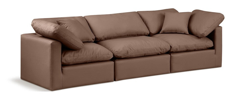 Meridian Furniture - Indulge Brown Vegan Leather Modular Sofa - 3Pc - 146Brown-S105 veiw 1