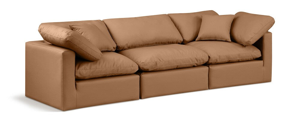 Meridian Furniture - Indulge Cognac Vegan Leather Modular Sofa - 3Pc - 146Cognac-S105 veiw 1