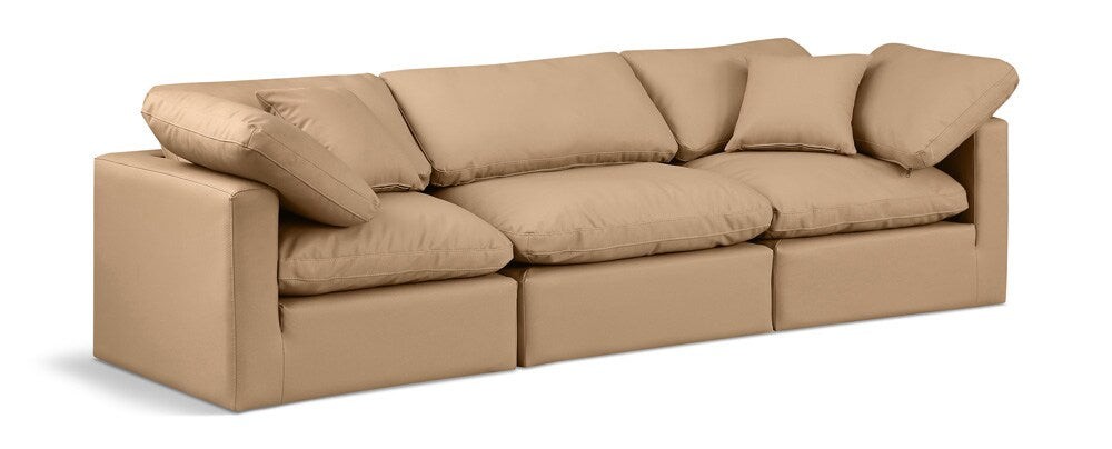 Meridian Furniture - Indulge Tan Vegan Leather Modular Sofa - 3Pc - 146Tan-S105 veiw 1