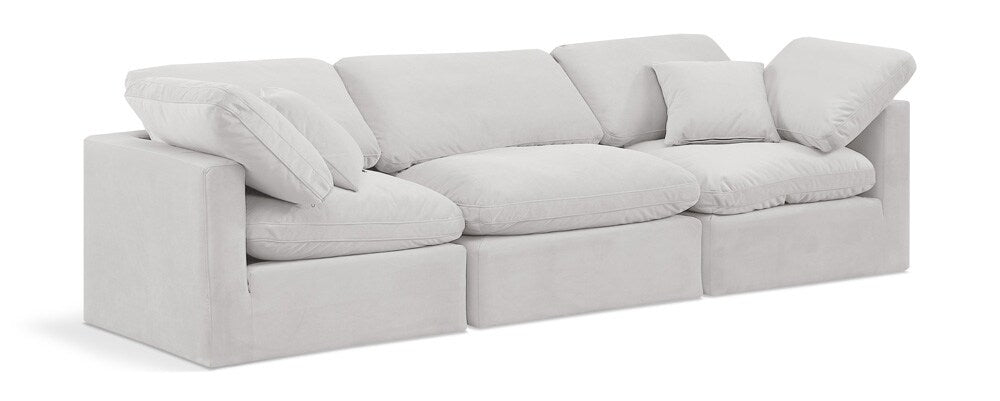 Meridian Furniture - Indulge Cream Velvet Modular Sofa - 3Pc - 147Cream-S105 veiw 1