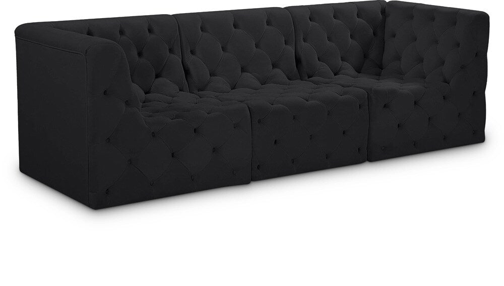 Meridian Furniture - Tuft Black Velvet Modular Sofa - 3Pc - 680Black-S99 veiw 1