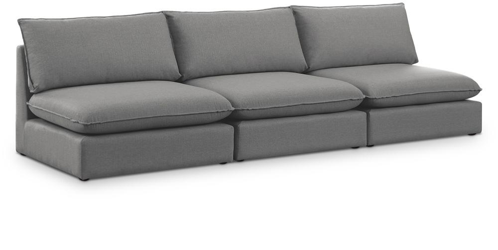 Meridian Furniture - Mackenzie Grey Durable Linen Textured Modular Sofa - 3Pc - 688Grey-S120A veiw 1