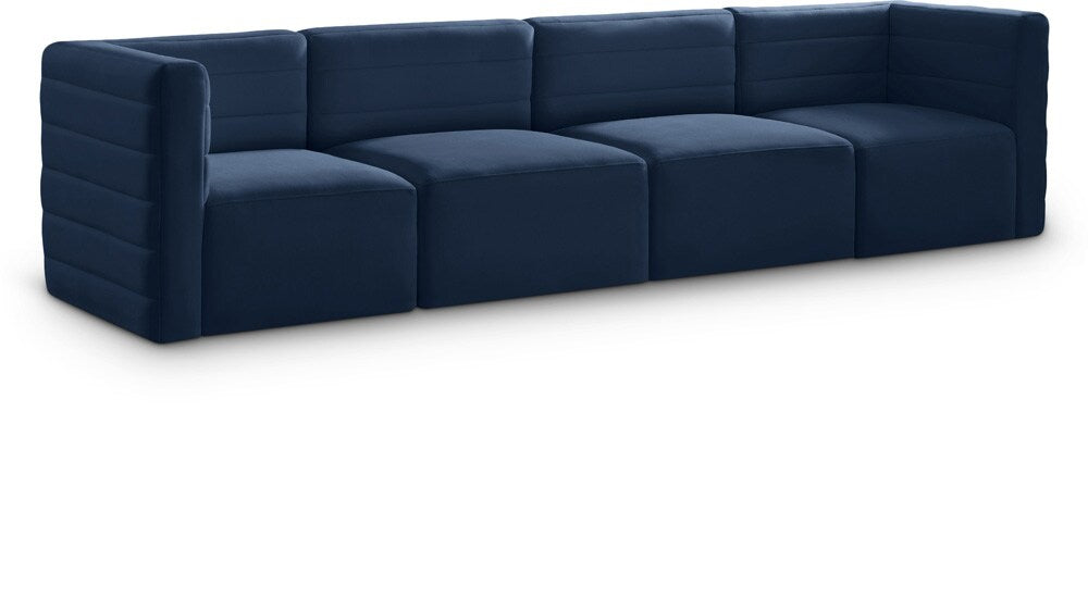 Meridian Furniture - Quincy Navy Velvet Modular Sofa - 4Pc - 677Navy-S126 veiw 1