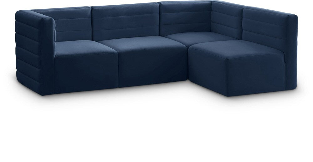 Meridian Furniture - Quincy Navy Velvet Modular Sectional - 4Pc - 677Navy-Sec4A veiw 1