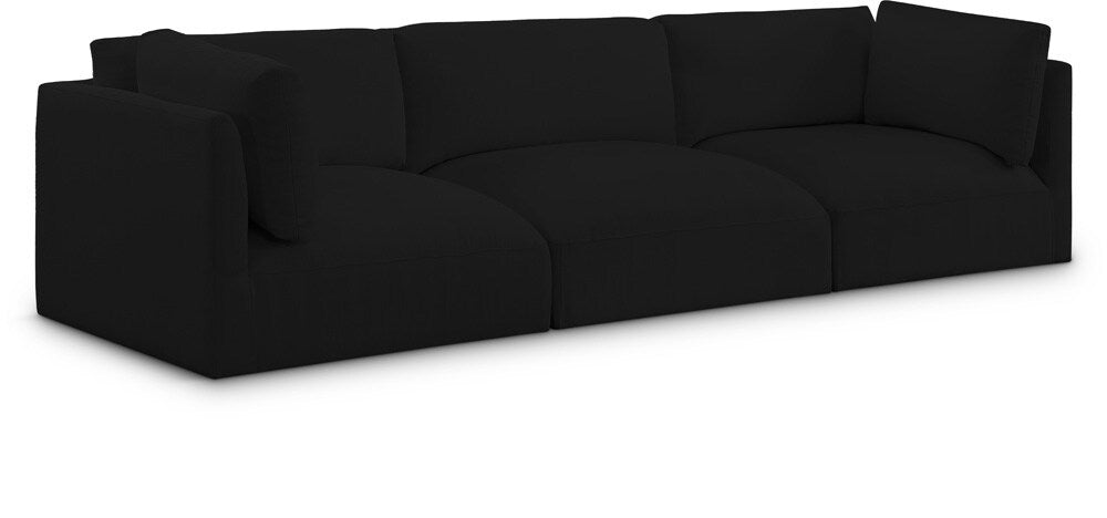 Meridian Furniture - Ease Black Polyester Fabric Modular Sofa - 3Pc - 696Black-S114B veiw 1