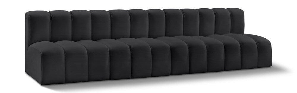 Meridian Furniture - Arc Black Vegan Leather Modular Sofa - 4Pc - 101Black-S4E veiw 1