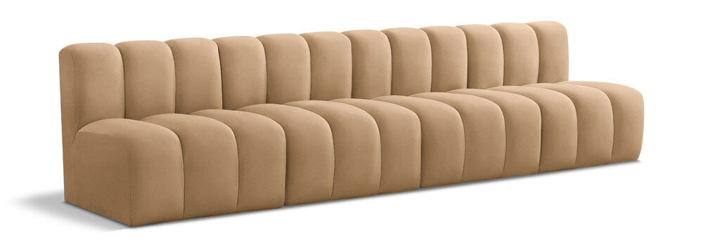 Meridian Furniture - Arc Camel Velvet Modular Sofa - 4Pc - 103Camel-S4E veiw 1