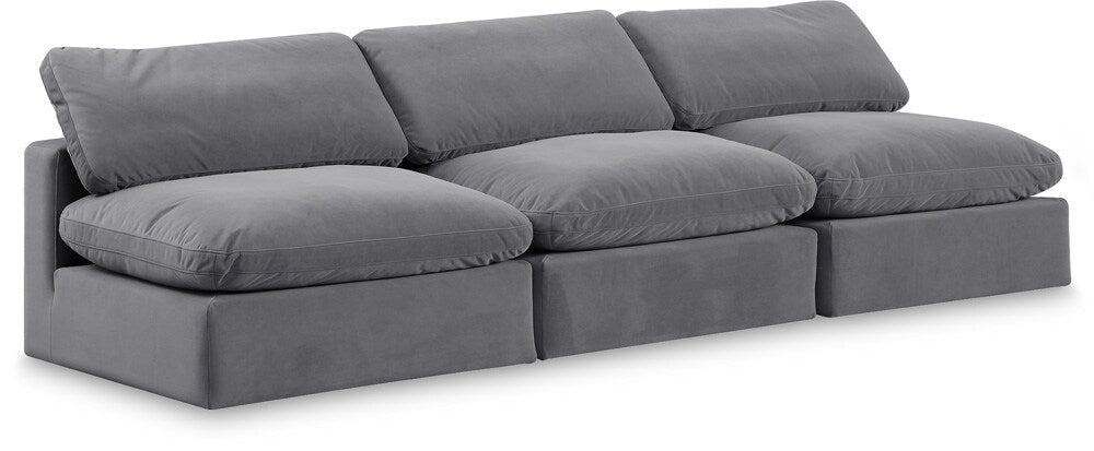 Meridian Furniture - Comfy Grey Velvet Modular Sofa - 3Pc - 189Grey-S117 veiw 1