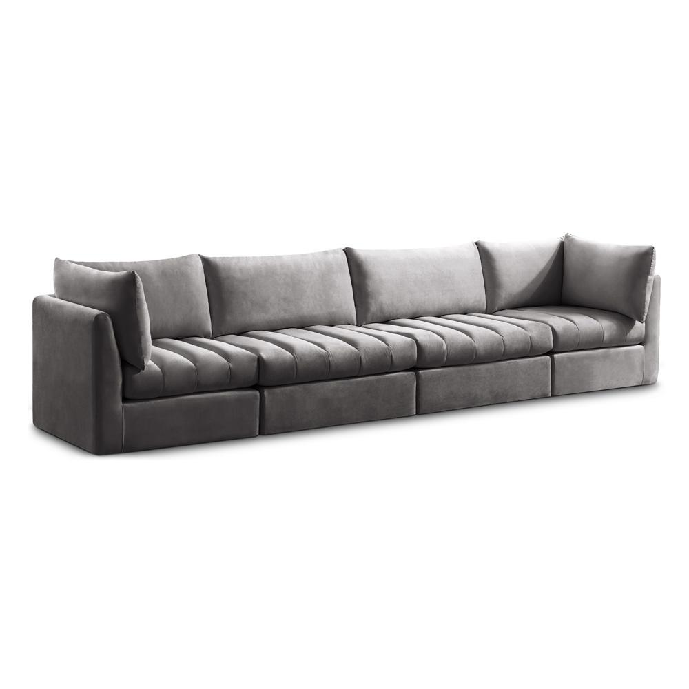 Meridian Furniture - Jacob Grey Velvet Modular Sofa - 4Pc - 649Grey-S140 veiw 1