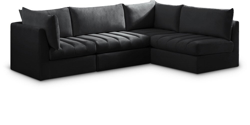 Meridian Furniture - Jacob Black Velvet Modular Sectional - 4Pc - 649Black-Sec4A veiw 1