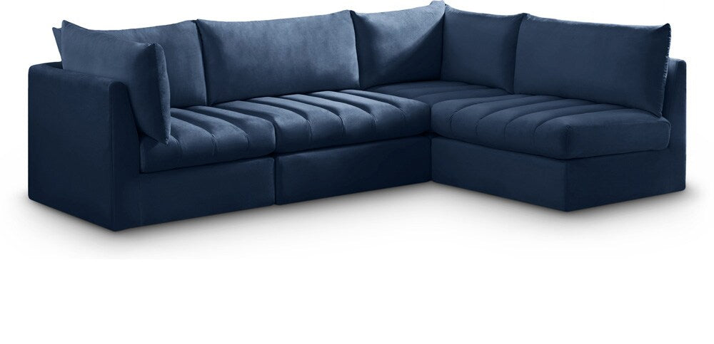 Meridian Furniture - Jacob Navy Velvet Modular Sectional - 4Pc - 649Navy-Sec4A veiw 1