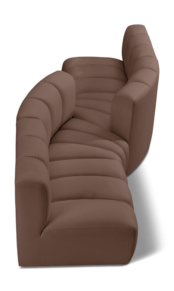 Meridian Furniture - Arc Brown Vegan Leather Modular Sofa - 4Pc - 101Brown-S4A veiw 1