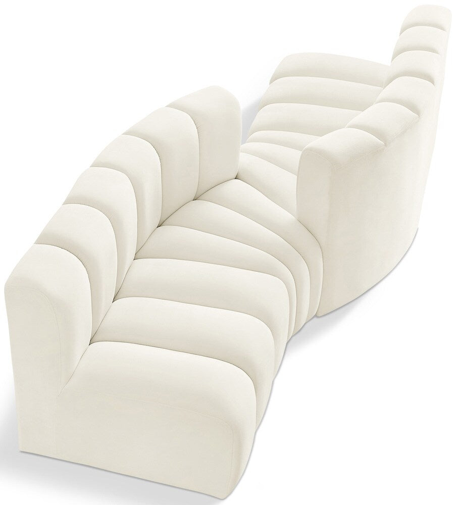Meridian Furniture - Arc Cream Velvet Modular Sofa - 4Pc - 103Cream-S4A veiw 1