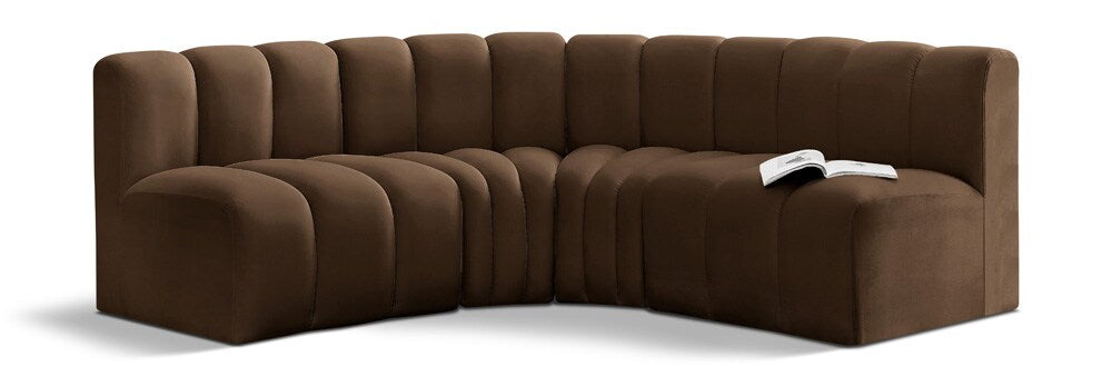 Meridian Furniture - Arc Brown Velvet Modular Sofa - 4Pc - 103Brown-S4B veiw 1