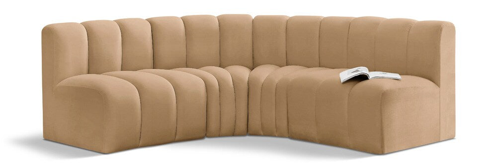 Meridian Furniture - Arc Camel Velvet Modular Sofa - 4Pc - 103Camel-S4B veiw 1