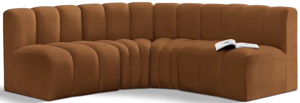 Meridian Furniture - Arc Saddle Velvet Modular Sofa - 4Pc - 103Saddle-S4B veiw 1