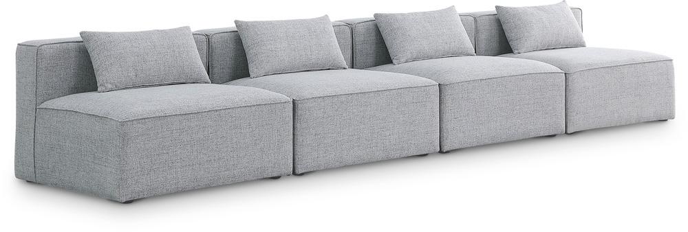 Meridian Furniture - Cube Grey Durable Linen Textured Modular Sofa - 4Pc - 630Grey-S144A veiw 1