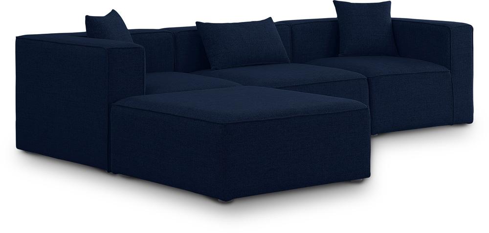 Meridian Furniture - Cube Navy Durable Linen Textured Modular Sectional - 4Pc - 630Navy-Sec4A veiw 1