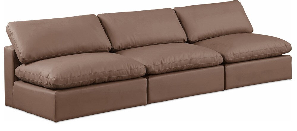 Meridian Furniture - Comfy Brown Vegan Leather Modular Sofa - 3Pc - 188Brown-S117 veiw 1