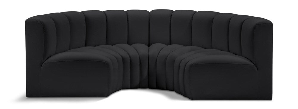 Meridian Furniture - Arc Black Vegan Leather Modular Sofa - 4Pc - 101Black-S4C veiw 1