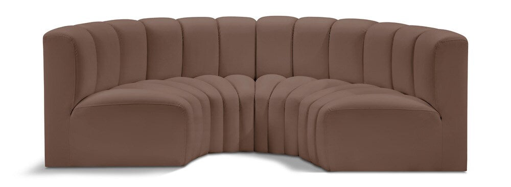 Meridian Furniture - Arc Brown Vegan Leather Modular Sofa - 4Pc - 101Brown-S4C veiw 1