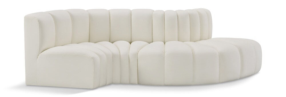 Meridian Furniture - Arc Cream Vegan Leather Modular Sofa - 4Pc - 101Cream-S4D veiw 1