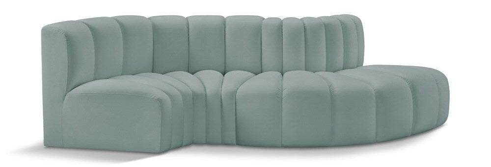 Meridian Furniture - Arc Mint Green Vegan Leather Modular Sofa - 4Pc - 101Mint-S4D veiw 1