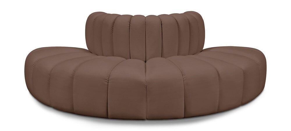 Meridian Furniture - Arc Brown Vegan Leather Modular Sofa - 4Pc - 101Brown-S4G veiw 1