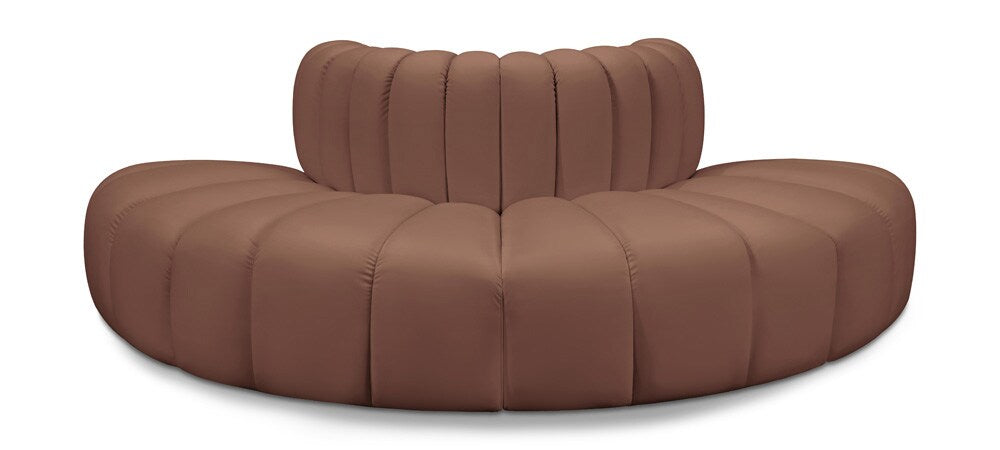 Meridian Furniture - Arc Cognac Vegan Leather Modular Sofa - 4Pc - 101Cognac-S4G veiw 1