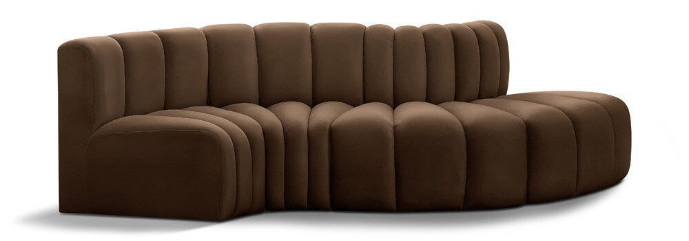 Meridian Furniture - Arc Brown Velvet Modular Sofa - 4Pc - 103Brown-S4D veiw 1
