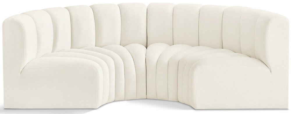 Meridian Furniture - Arc Cream Velvet Modular Sofa - 4Pc - 103Cream-S4C veiw 1