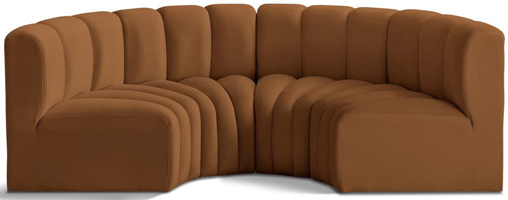 Meridian Furniture - Arc Saddle Velvet Modular Sofa - 4Pc - 103Saddle-S4C veiw 1