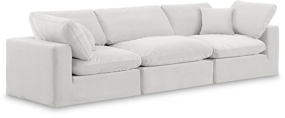 Meridian Furniture - Comfy Cream Velvet Modular Sofa - 3Pc - 189Cream-S119 veiw 1
