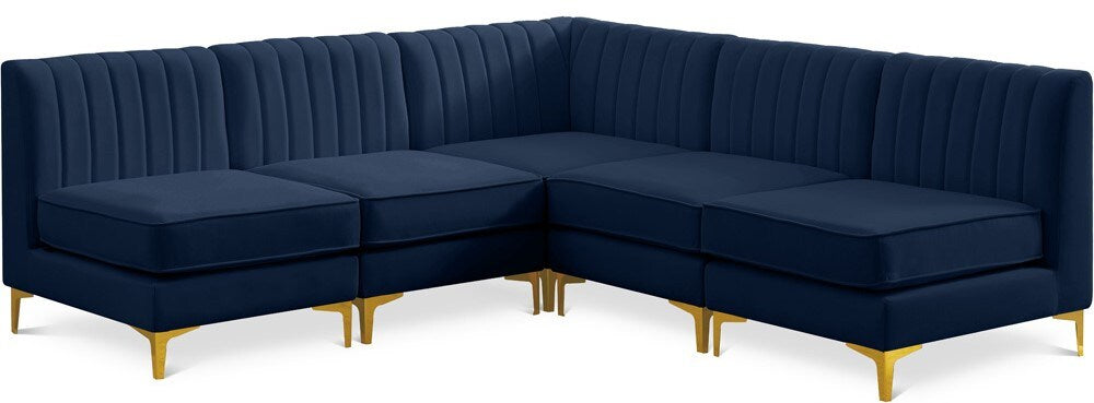 Meridian Furniture - Alina Navy Velvet Modular Sectional - 5Pc - 604Navy-Sec5A veiw 1