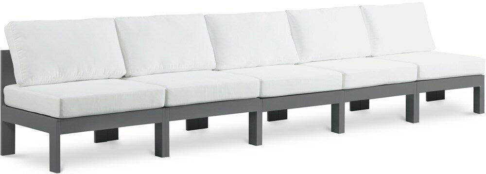 Meridian Furniture - Nizuc White Water Resistant Fabric Outdoor Patio Modular Sofa - 5Pc - 376White-S150B veiw 1