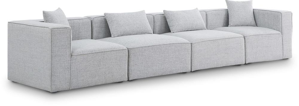 Meridian Furniture - Cube Grey Durable Linen Textured Modular Sofa - 4Pc - 630Grey-S144B veiw 1