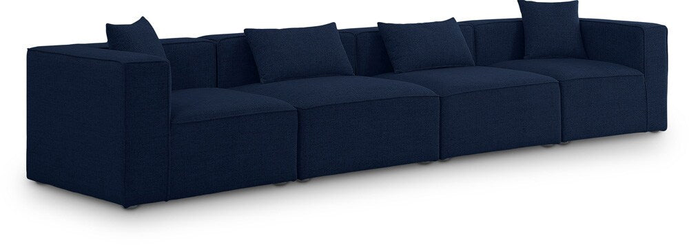 Meridian Furniture - Cube Navy Durable Linen Textured Modular Sofa - 4Pc - 630Navy-S144B veiw 1