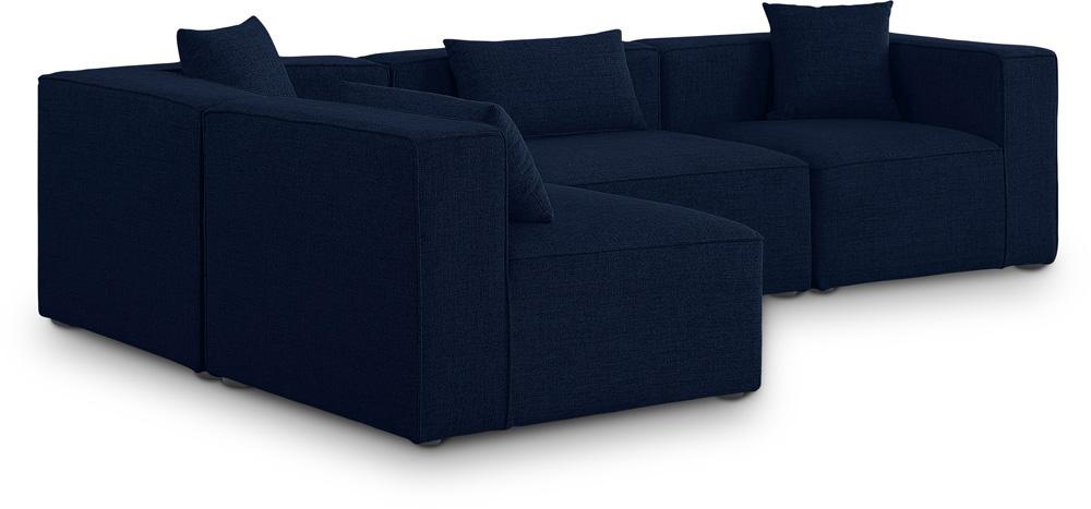 Meridian Furniture - Cube Navy Durable Linen Textured Modular Sectional - 4Pc - 630Navy-Sec4B veiw 1