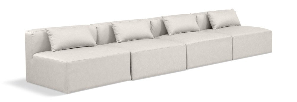 Meridian Furniture - Cube Cream Vegan Leather Modular Sofa - 4Pc - 668Cream-S144A veiw 1