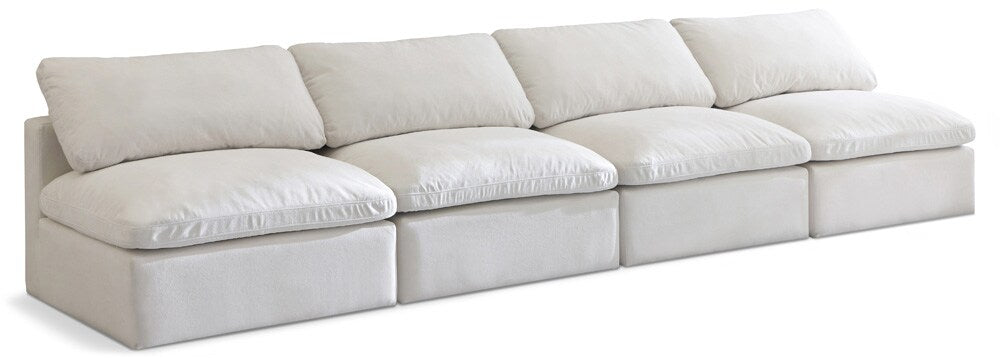Meridian Furniture - Plush Cream Velvet Standard Comfort Modular Sofa - 4Pc - 602Cream-S4 veiw 1