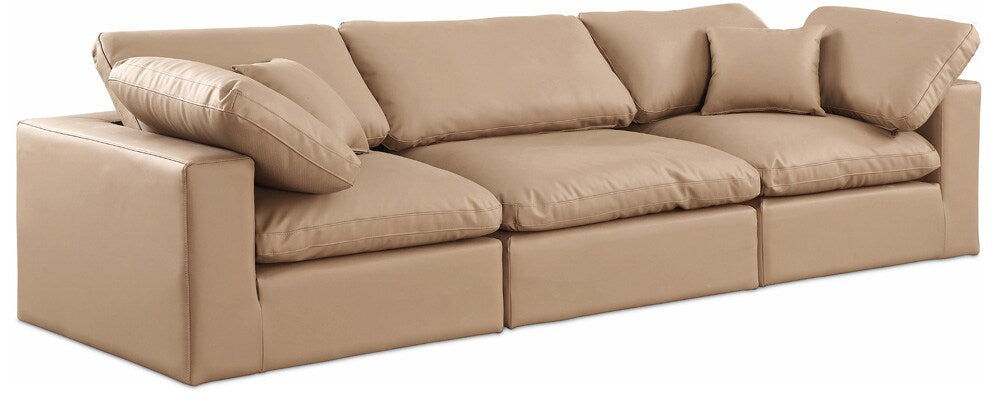 Meridian Furniture - Comfy Tan Vegan Leather Modular Sofa - 3Pc - 188Tan-S119 veiw 1
