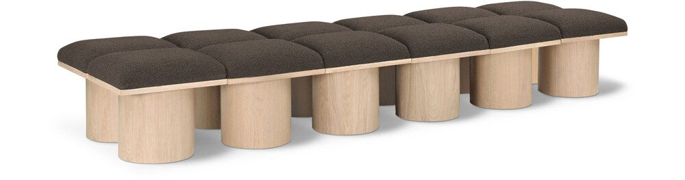 Meridian Furniture - Pavilion Brown Boucle Fabric Bench - 12Pc - 465Brown-12C veiw 1