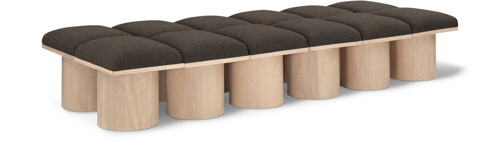 Meridian Furniture - Pavilion Brown Boucle Fabric Bench - 12Pc - 465Brown-12D veiw 1