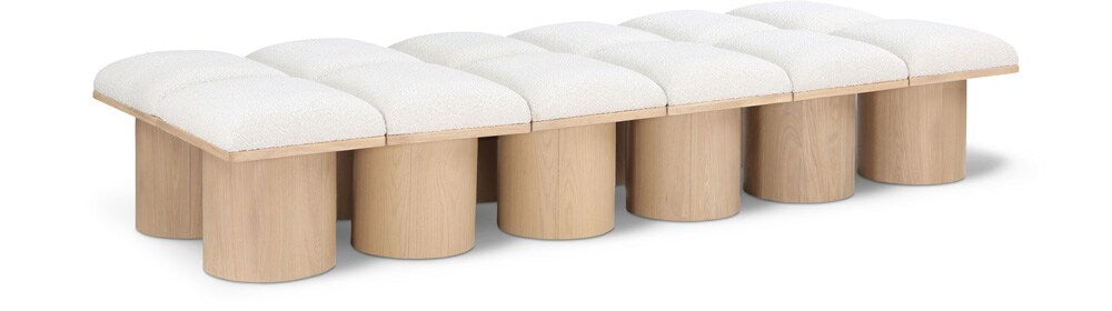 Meridian Furniture - Pavilion Cream Boucle Fabric Bench - 12Pc - 465Cream-12D veiw 1