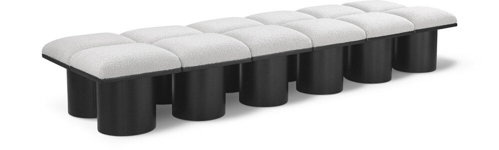 Meridian Furniture - Pavilion Cream Boucle Fabric Bench - 12Pc - 466Cream-12C veiw 1