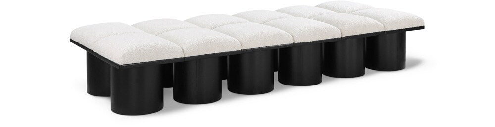 Meridian Furniture - Pavilion Cream Boucle Fabric Bench - 12Pc - 466Cream-12D veiw 1