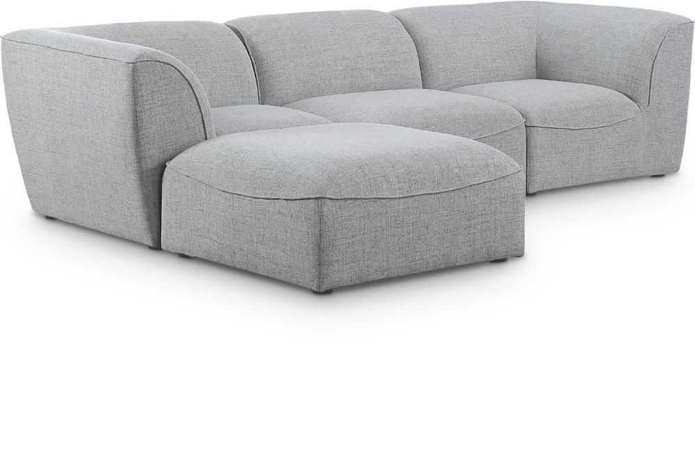 Meridian Furniture - Miramar Grey Durable Linen Textured Modular Sectional - 4Pc - 683Grey-Sec4A veiw 1