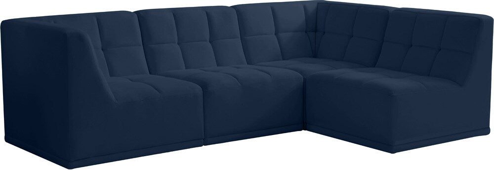 Meridian Furniture - Relax Navy Velvet Modular Sectional - 4Pc - 650Navy-Sec4A veiw 1