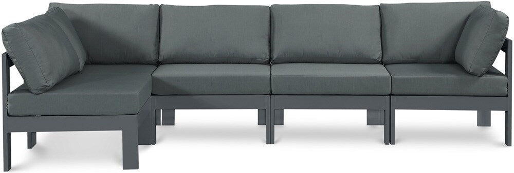 Meridian Furniture - Nizuc Grey Water Resistant Fabric Outdoor Patio Modular Sectional - 5Pc - 376Grey-Sec5C veiw 1